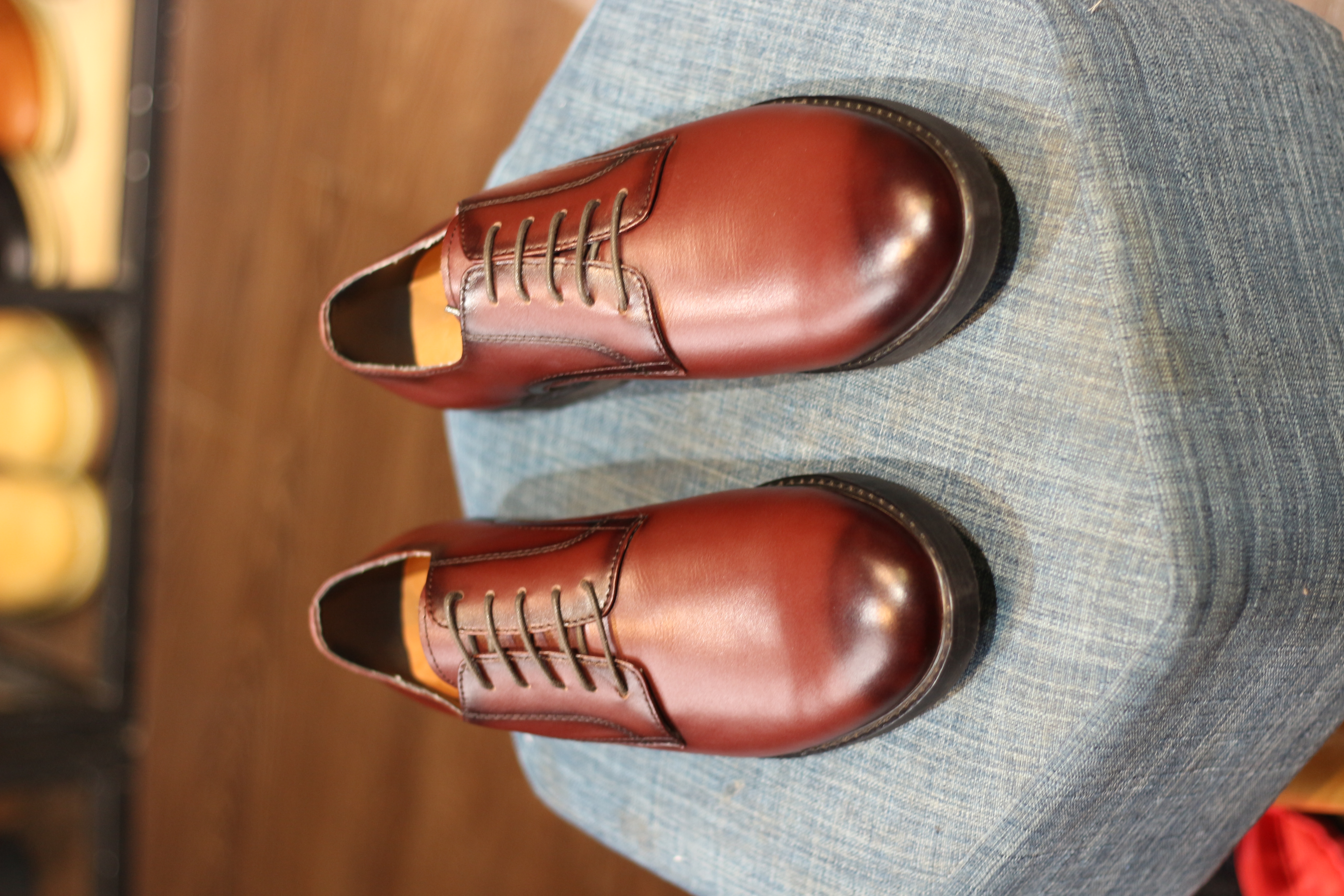 Giày Da Nam, Giày Da Bò Thật - Derby Brother Plain Toe Go Brown Red - Chất Lượng, Lịch Thiệp, Hiện Đại - BRC072205