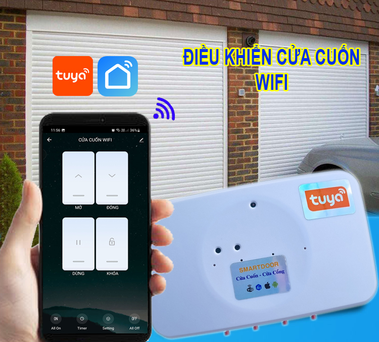 Bộ phát sóng điều khiển cửa cuốn bằng điện thoại Wifi TUYA – Smart LiFe