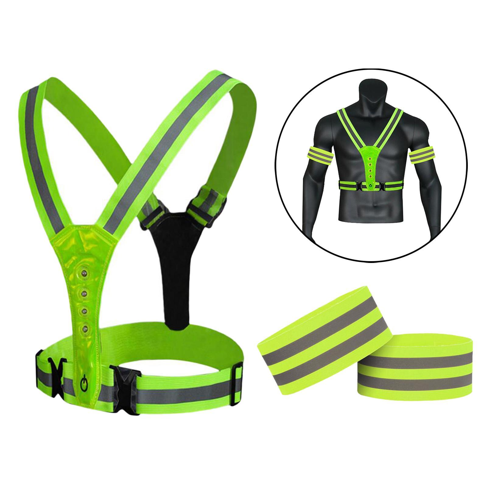 Reflective Vest Running Gear, Running Lights for Runners, USB Rechargeable Adjustable Safety Vest for Men Women, LED Light Up Vest