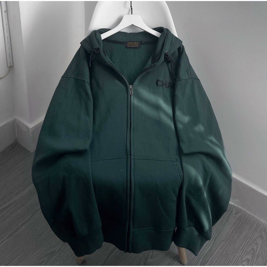 Áo Khoác Nam Nữ Thêu Chữ CHAOS- Kiểu Hoodie Unisex Hàn Quốc Có Khóa Kéo Nón 2 Lớp - Chống Nắng