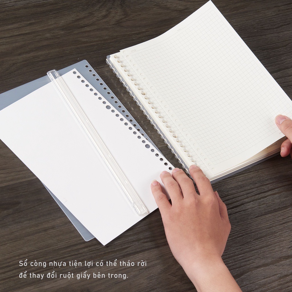 FUTUREBOOK-Sổ Còng Nhựa Happiness B5 26Chấu-120 Trang-Định Lượng 100Gsm.Dòng Kẻ Ngang . MÃ SP B892