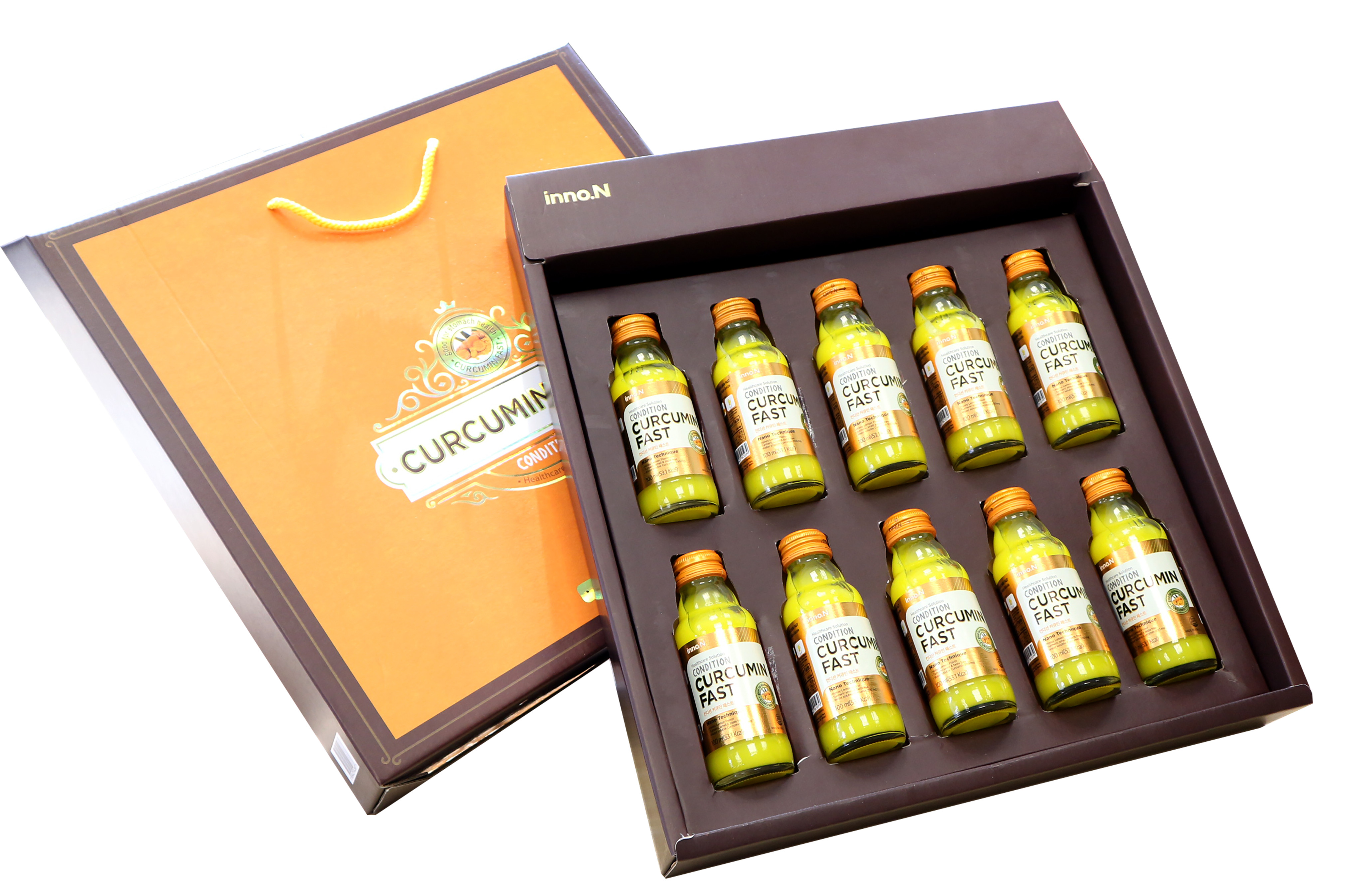 Set quà tặng 10 chai nước tinh nghệ Curcumin Fast hỗ trợ bảo vệ và tăng cường chức năng dạ dày 100ml