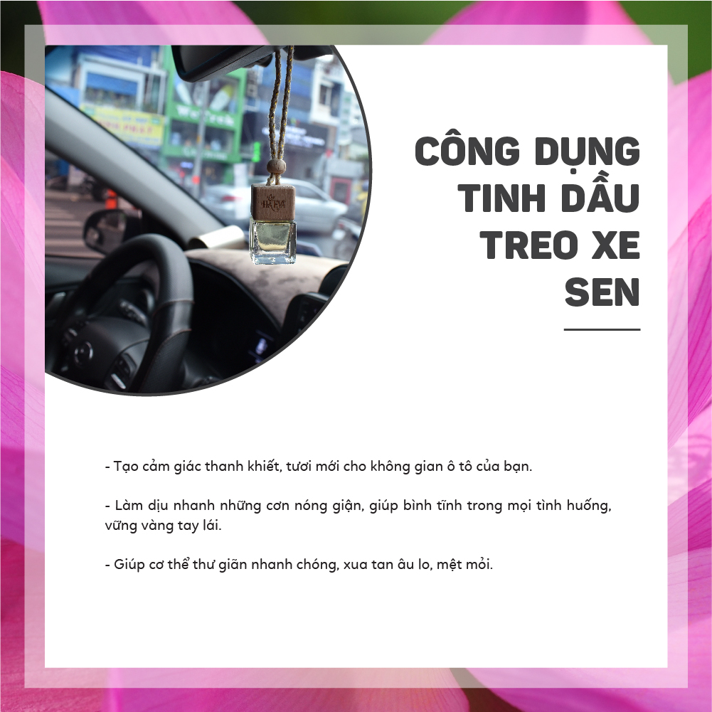 Tinh dầu Hoa Sen treo xe ô tô, phòng ngủ, tủ quần áo, nhà vệ sinh giúp khử mùi, chống say xe
