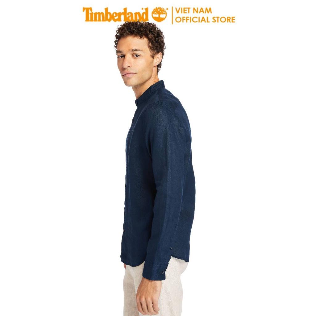 Áo Sơ Mi Nam Dài Tay Linen Korean Màu Trắng/ Xanh Đậm Timberland TB0A24MP