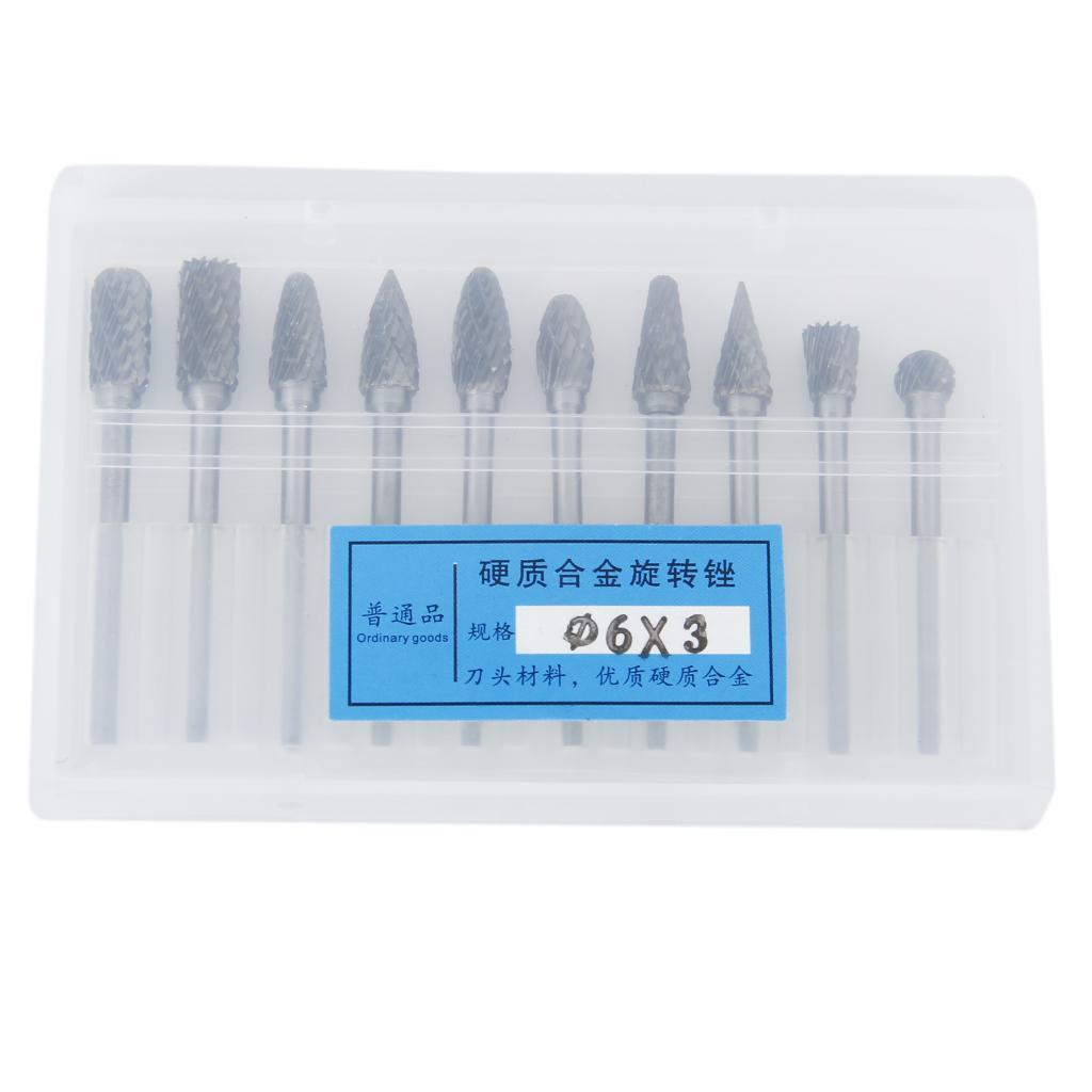 10pcs Tungsten Steel YG8 Carbide Rotary Burr for Deburring Polishing Metal