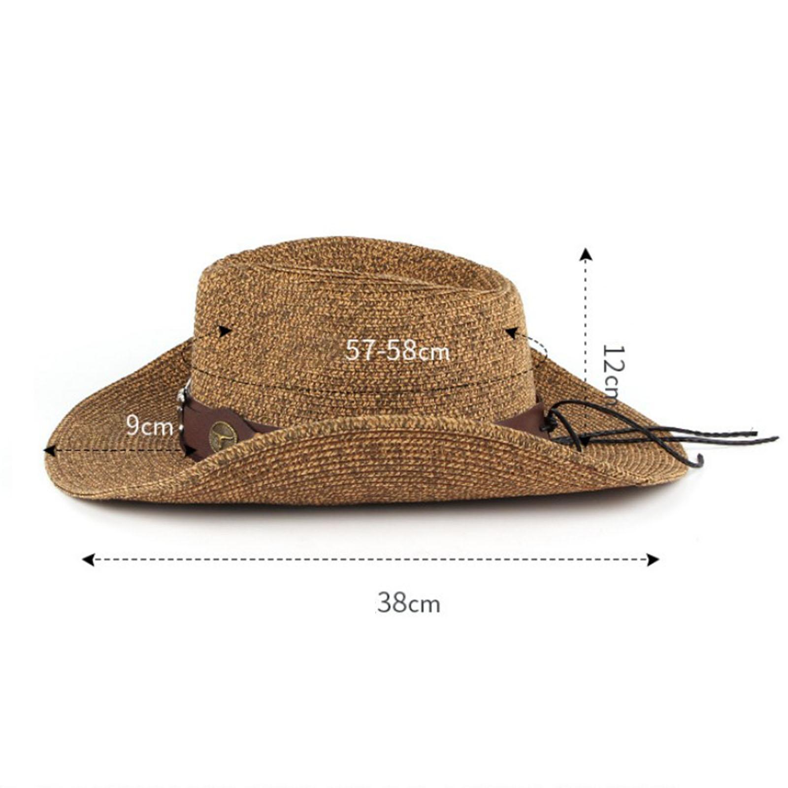 Straw Cowboy Hat, Breathable Vintage Lightweight Couple Hat for Festival Horseback Riding