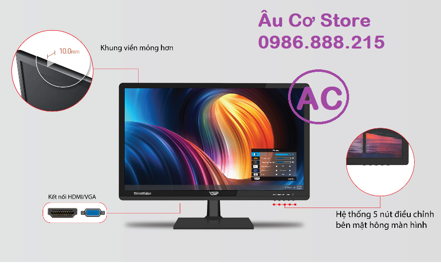 Màn hình máy tính Cong Monitor VSP 27 inch / 24 inch / 22 inch/ 20 inch/ 19 inch / Full HD 1920x1080 / Siêu Đẹp / BH 24T/Hàng chính hãng