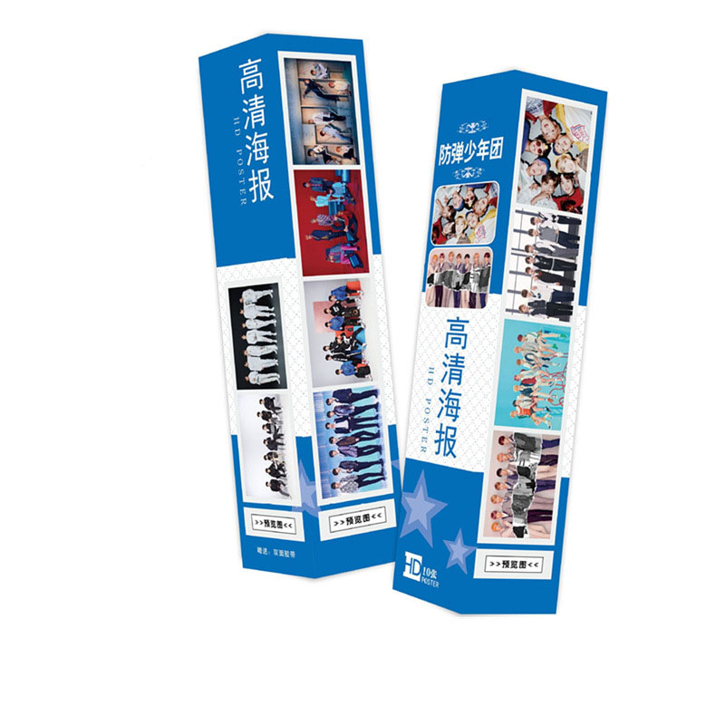 Hộp Poster ảnh nhóm BTS 10 tấm 42x29cm