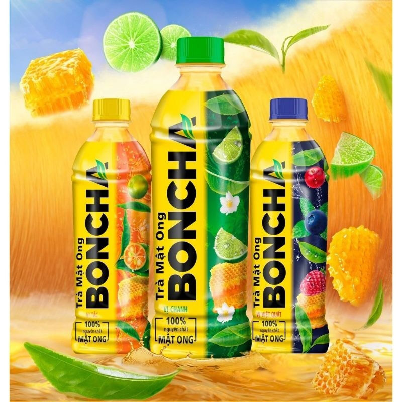 Thùng 24 Chai Trà Mật Ong vị Tắc BONCHA 450ml bao bì Tết