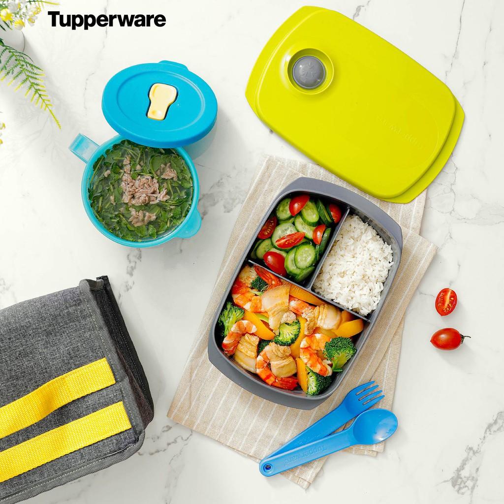 Bộ Hộp Cơm Dùng Trong Lò Vi Sóng Reheatable Divided Tupperware, Hộp Đựng Cơm Văn Phòng Hâm Nóng