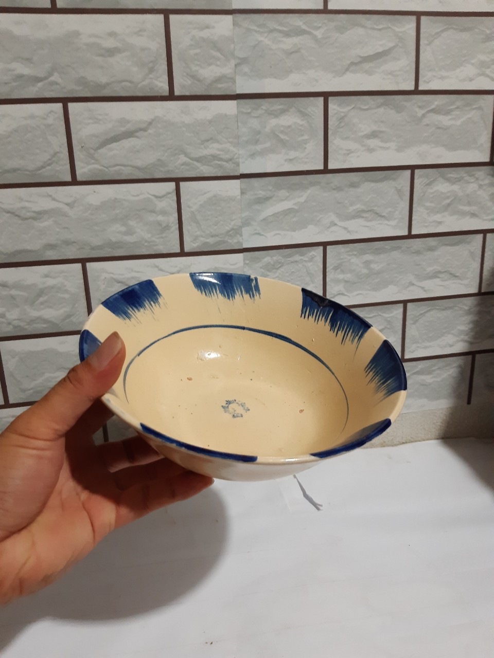 Tô tượng phết xanh lớn 20 x 7 cm