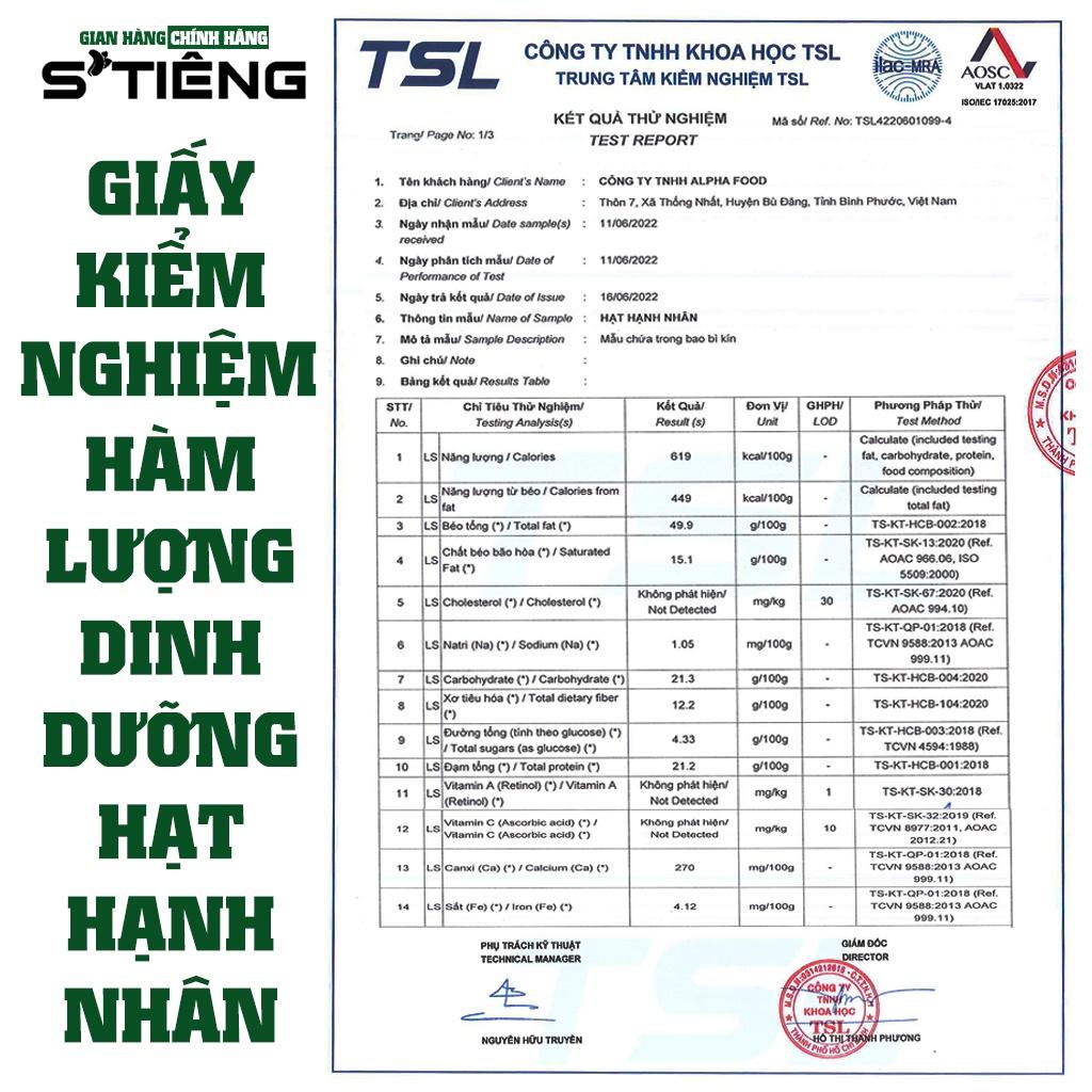 600Gr Hạt Hạnh Nhân Mỹ Sấy Chín Nguyên Vị STIENG Hủ Thủy Tinh