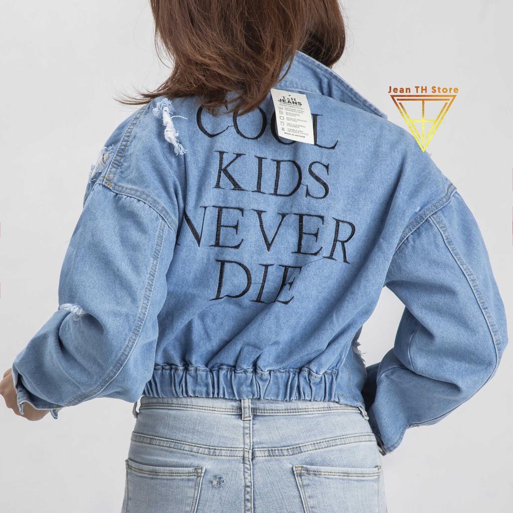 Áo khoác jean nữ .  Cool Kid cao cấp, áo khoác bò nữ cá tính năng động Lucky