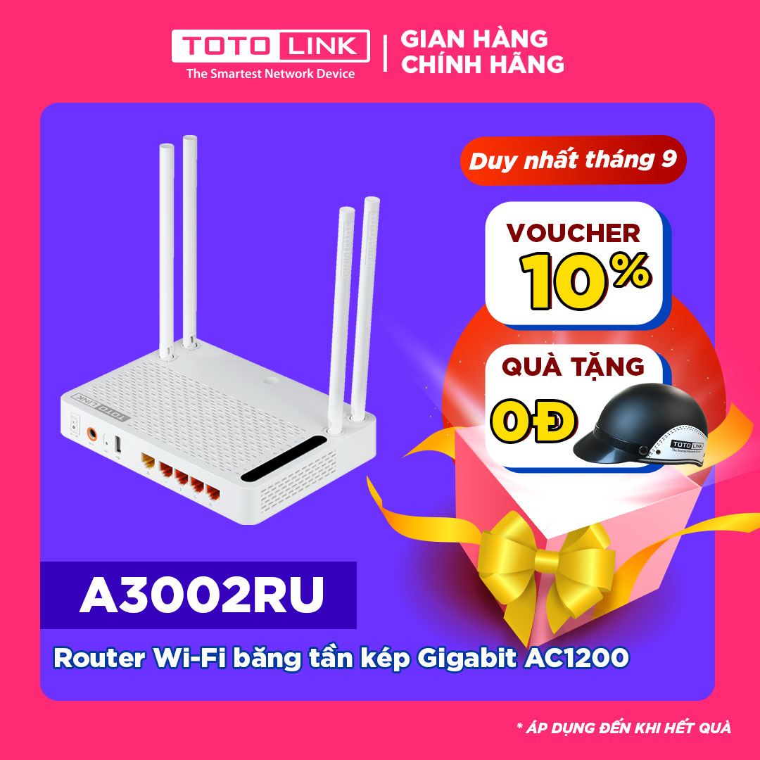 Router WiFi băng tần kép Gigabit AC1200 - A3002RU - TOTOLINK HÀNG CHÍNH HÃNG