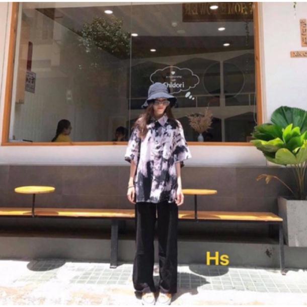 Áo sơmi loang Trắng Đen ND24