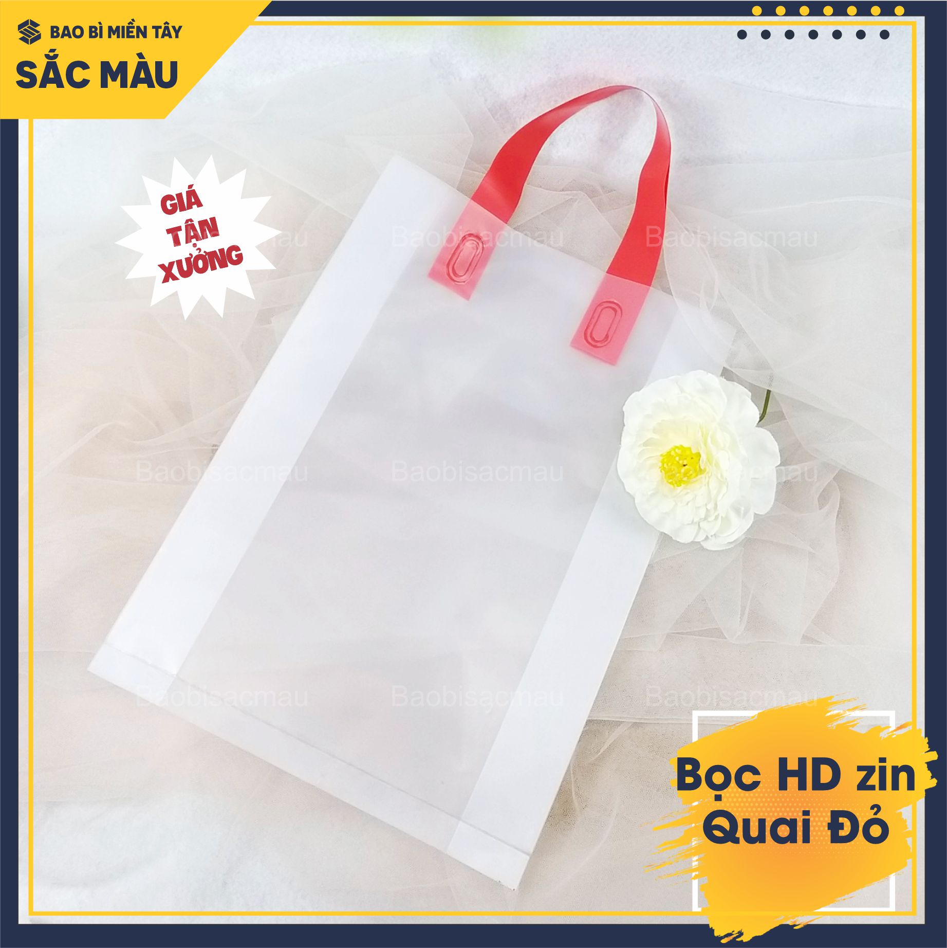 1 Kg Túi HD ZIN QUAI ÉP - HD Zin mờ màu trắng quai màu đỏ, xanh, hồng, đen đựng quần áo, mỹ phẩm, nước hoa...FULL SIZE