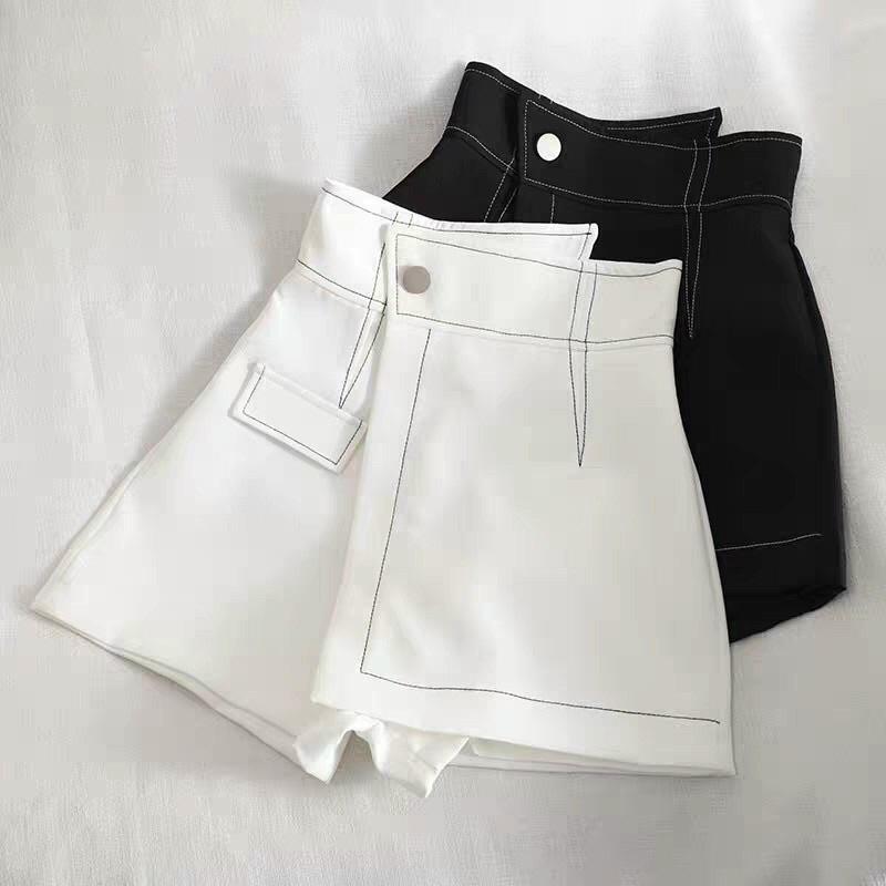 Chân váy nữ cạp cao chỉ nổi vạt lệch