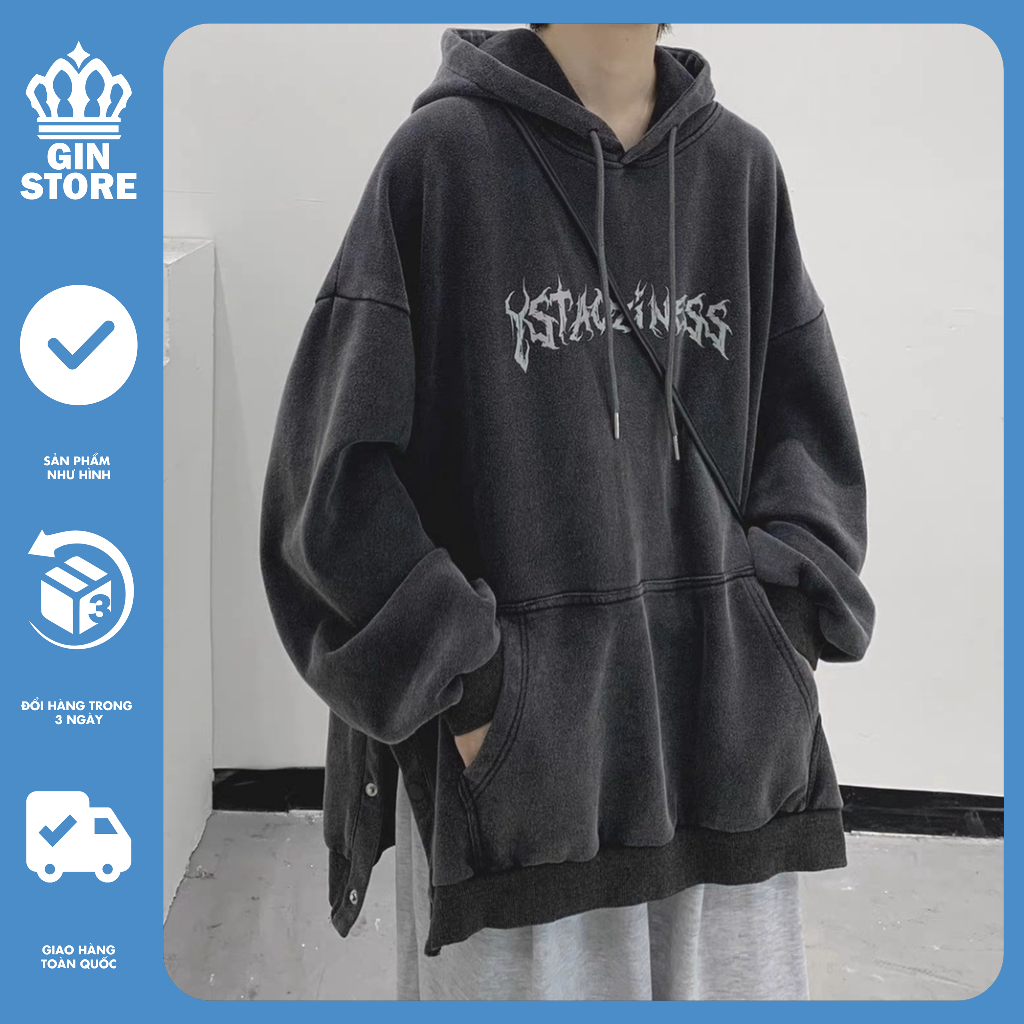 Áo Hoodie In Họa Tiết phối nút bấm , áo khoác nỉ form rộng , chất nỉ bông cao cấp dày dặn chuẩn from unisex