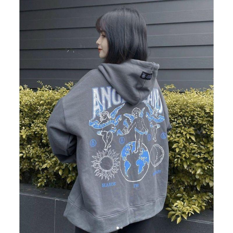 Áo hoodie unisex bộ xương form rộng chất nỉ ngoại cao cấp, mẫu áo sweater có nón 2 lớp thời trang đi chơi