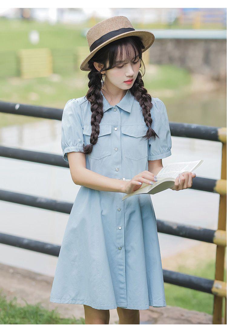 CHENGRUI Tặng thắt lưng, váy ngắn tay, váy ngắn tay, váy mùa hè, váy thắt lưng.