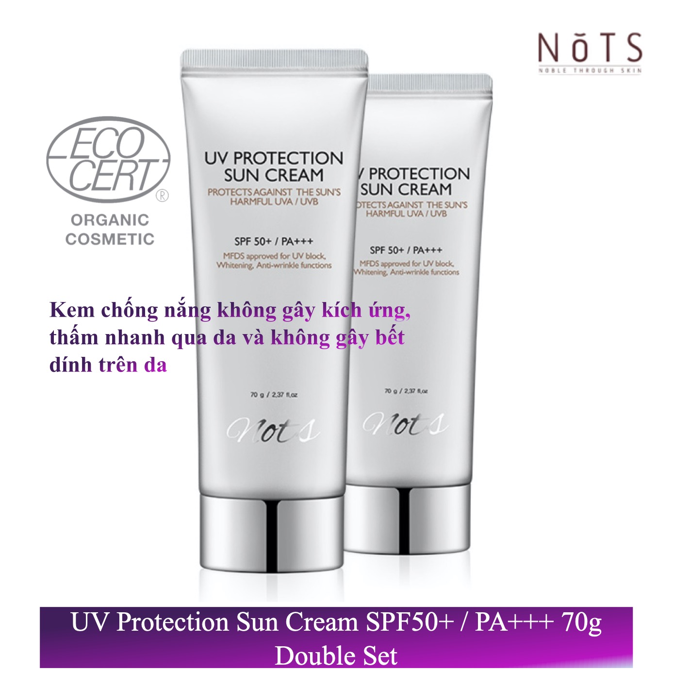 Kem chống nắng NoTS UV Protection Sun Cream SPF50+ PA+++ 70g Double Set