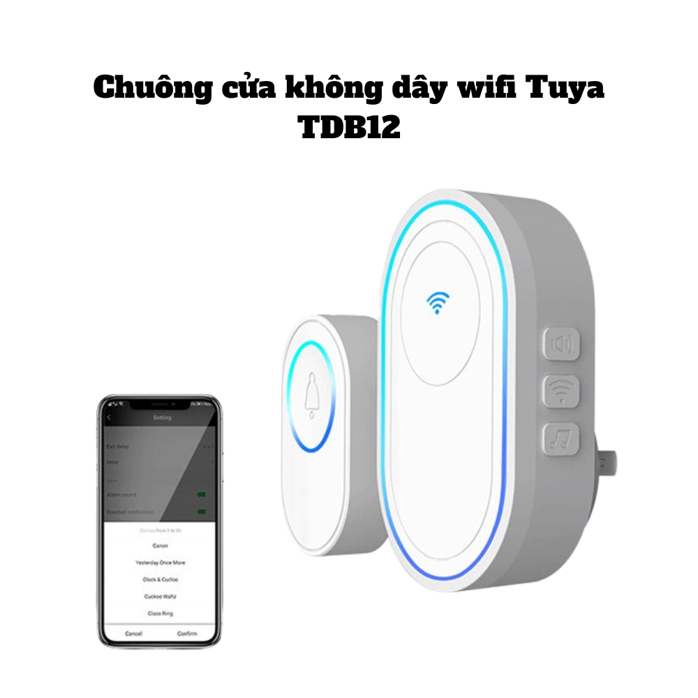 Chuông Cửa Không Dây Wifi Tuya TBD12 Thông Minh Báo Khách Về Điện Thoại