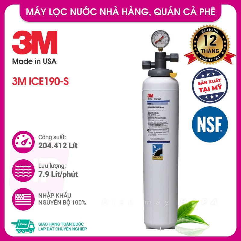 Máy Lọc Nước 3M ICE190-S Dành Cho Thương Mại, Horeca, Nhà Hàng, Quán Cafe, HF90-S, Nhập Khẩu Mỹ - Hàng Chính Hãng 3M