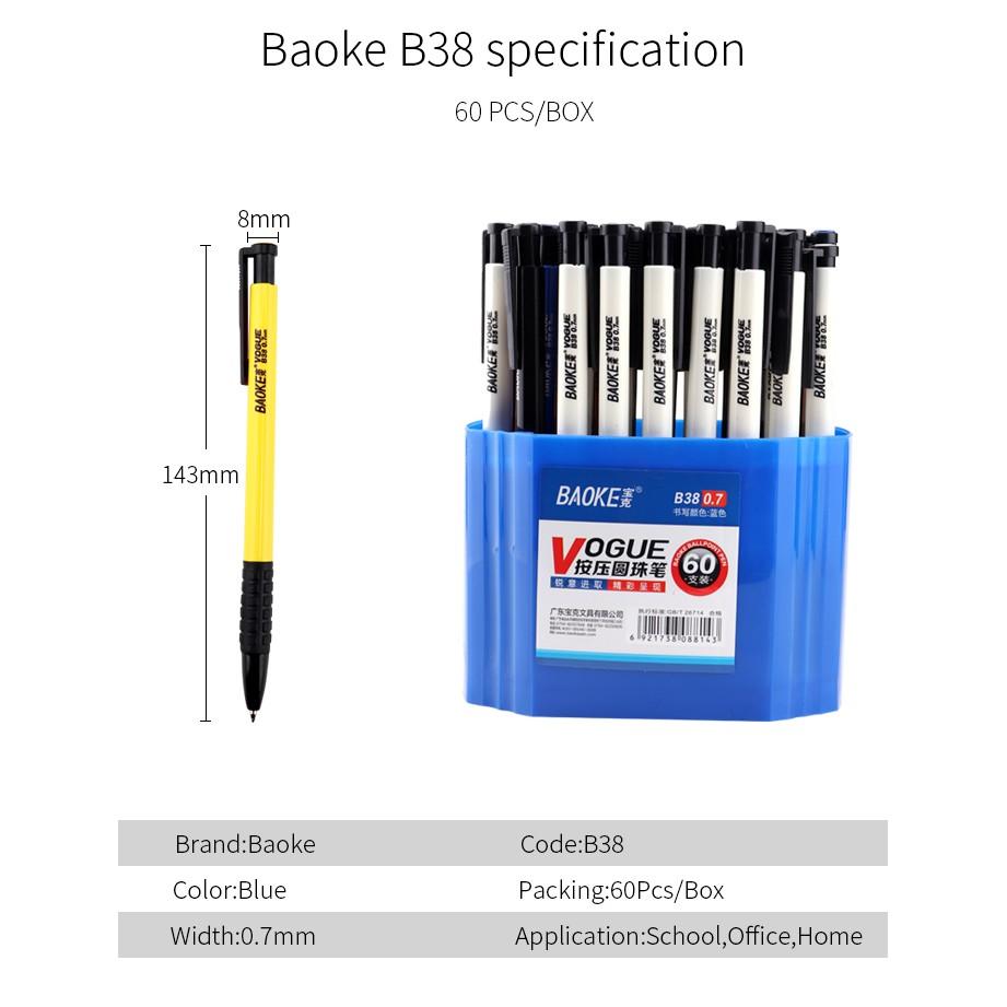 Hộp 60 Cây Bút Bi Bấm Đầu 0.7mm 4 màu trong 1-BAOKE/B38