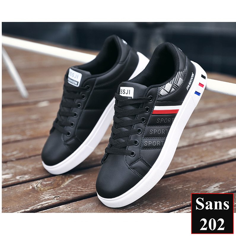 Giày thể thao sneaker nam Sans202 đen sọc trắng