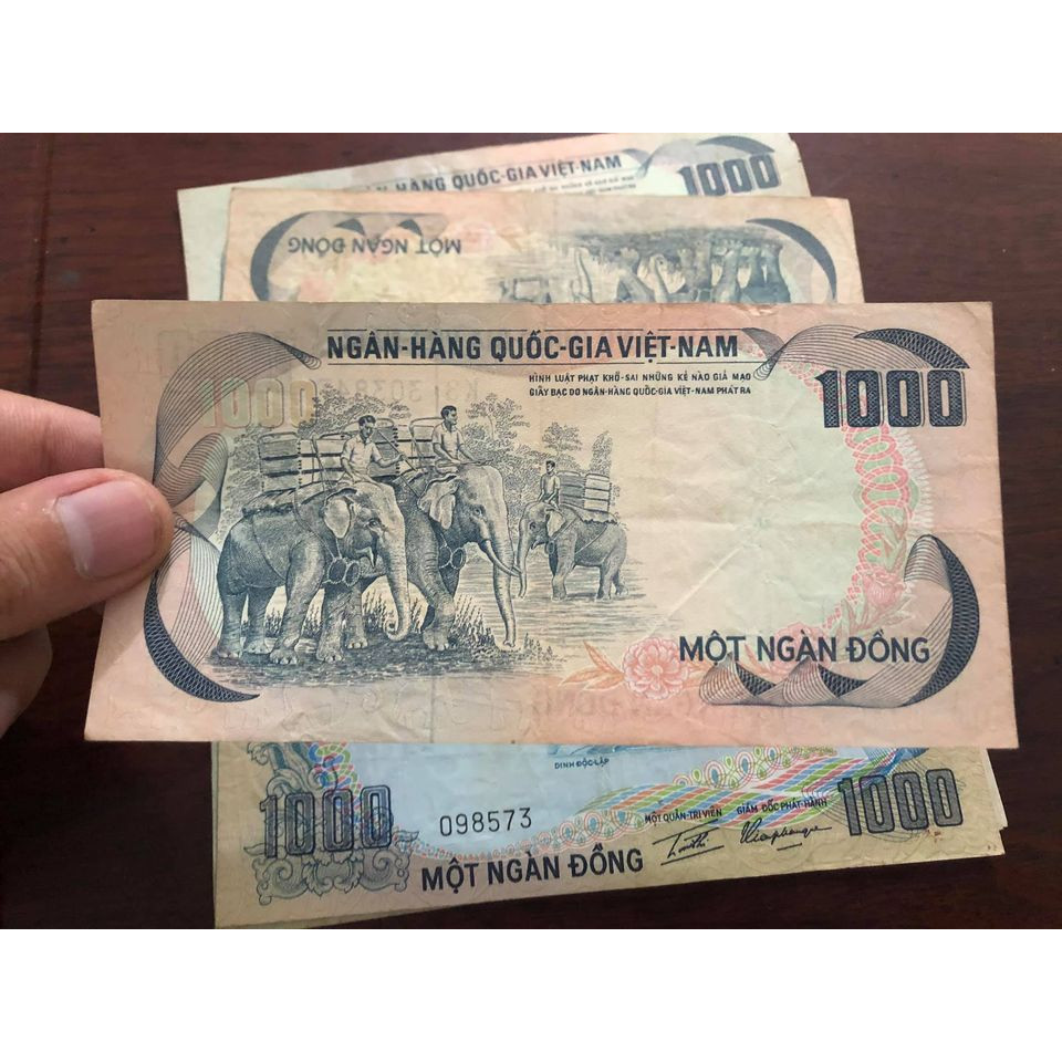 Tờ 1000 đồng con voi miền Nam Việt Nam 1972, tiền cổ trong bộ thú sưu tầm