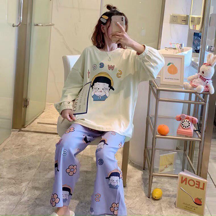 Đồ bộ nữ dài tay, Đồ bộ thu đông dài tay, Đồ bộ mặc ở nhà cho nữ, Đồ bộ ngủ thun dành cho nữ BỘ SWEET CỰC HOT