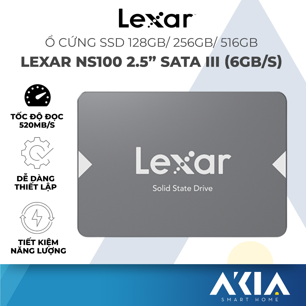 Ổ cứng SSD 128GB/ 256GB/ 512GB Lexar NS100 2.5” SATA III (6Gb/s), tốc độ đọc lên đến 520Mb/s - Hàng chính hãng BH 3 năm