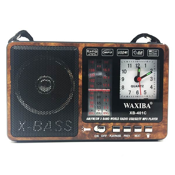 ĐÀI RADIO USB NGHE NHẠC WAXIBA XB-402 BT CÓ ĐỒNG HỒ ,NGHE FM/AM/SW LOA SIÊU LỚN hàng chính hãng