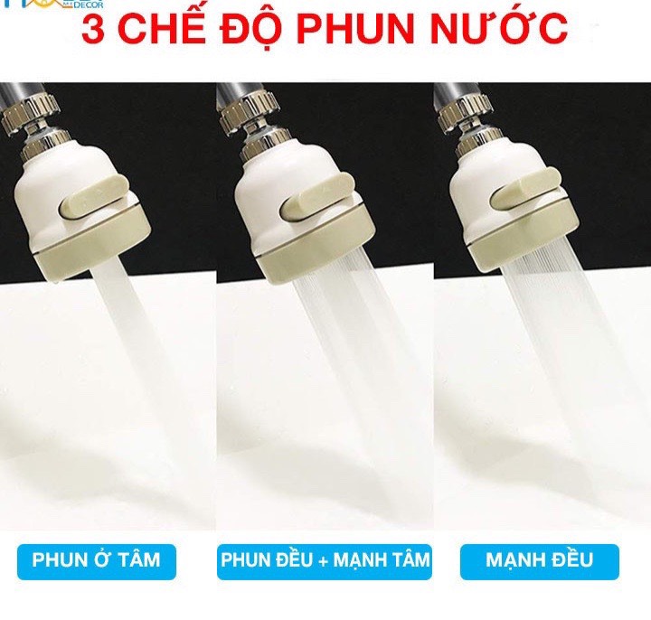 Đầu vòi tăng áp chậu bồn rửa nhà bếp 3 chế độ