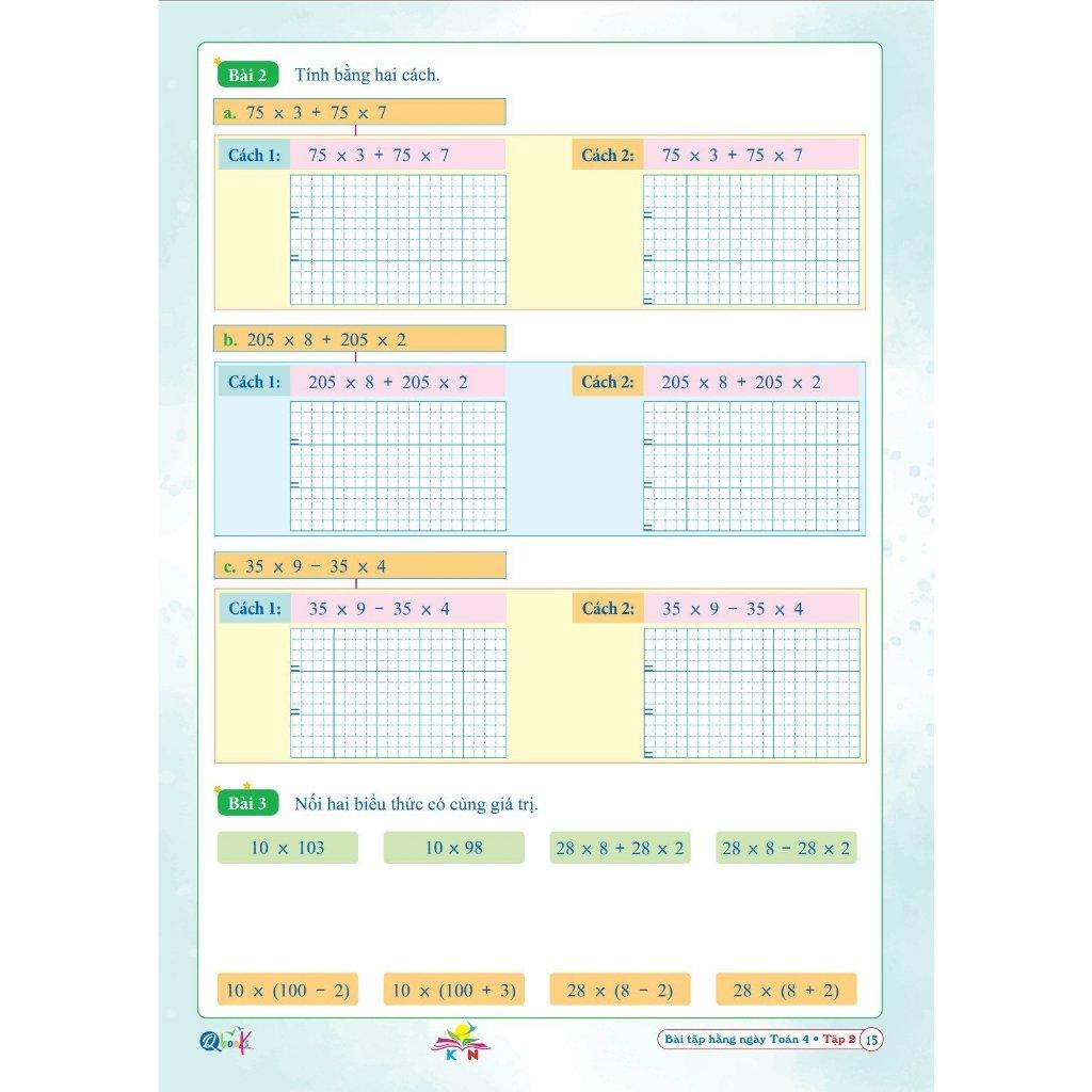 Bài Tập Hằng Ngày Toán Lớp 4 - Tập 2 - Kết Nối Tri Thức Với Cuộc Sống - Bản Quyền