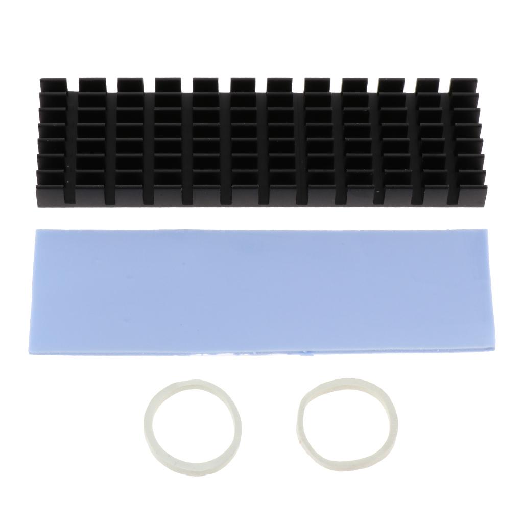 Nhôm M.2 2280 SSD Tản Nhiệt Làm Mát Tản Nhiệt Cứng SSD Mát Đen + Ốp Dẻo Silicon + Nhiệt Miếng Lót