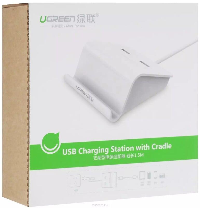 Ugreen UG20374CD111TK 1.5M Đế sạc để bàn 2 cổng USB - HÀNG CHÍNH HÃNG