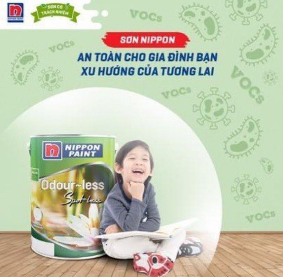 Sơn nội thất Cao Cấp Odour-less Spot-less dễ chùi rửa vết bẩn tuyệt vời