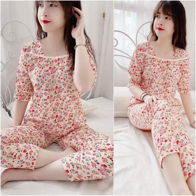 Đồ bộ mặc nhà cổ ren 4 màu siêu xinh ảnh thật