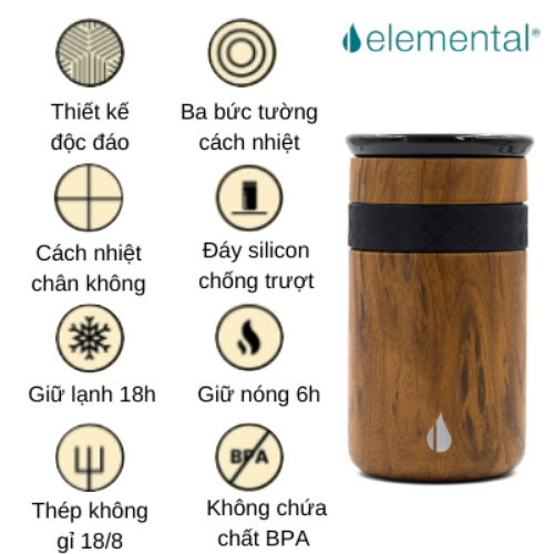 LY GIỮ NHIỆT ELEMENTAL ARTISAN MÀU HOA VĂN
