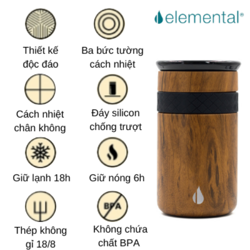 LY GIỮ NHIỆT ELEMENTAL ARTISAN MÀU HOA VĂN (360ML)