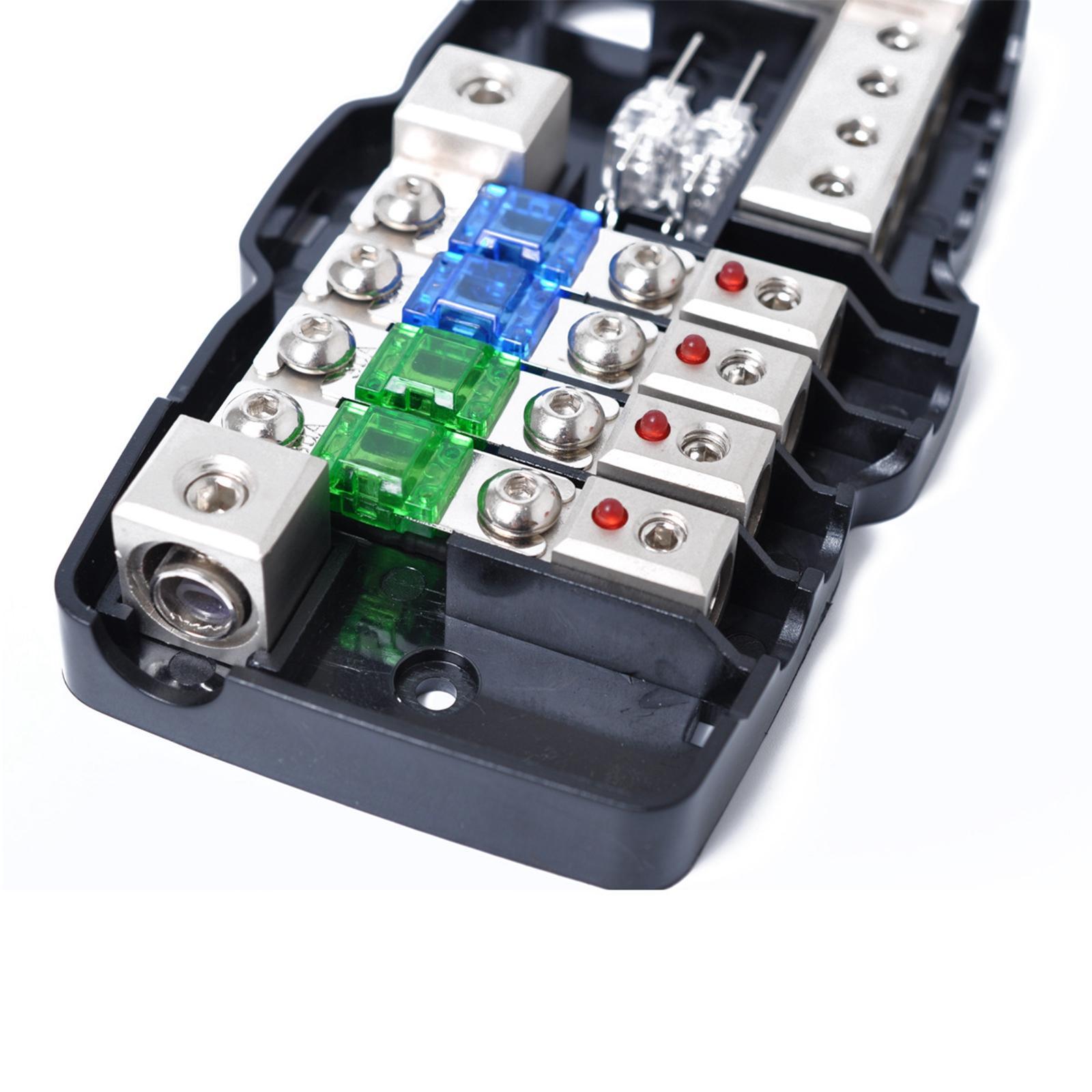 4 Way Fuse Holder 0/4GA 4/8GA Zinc Alloy Fuse Box Cover Case Fit for Car Audio RV Marine