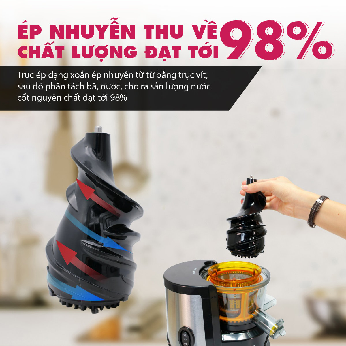 Máy Ép Trái Cây cao cấp Mishio MK313 Slowjuicer motor đồng trọng lượng máy 8.0kg