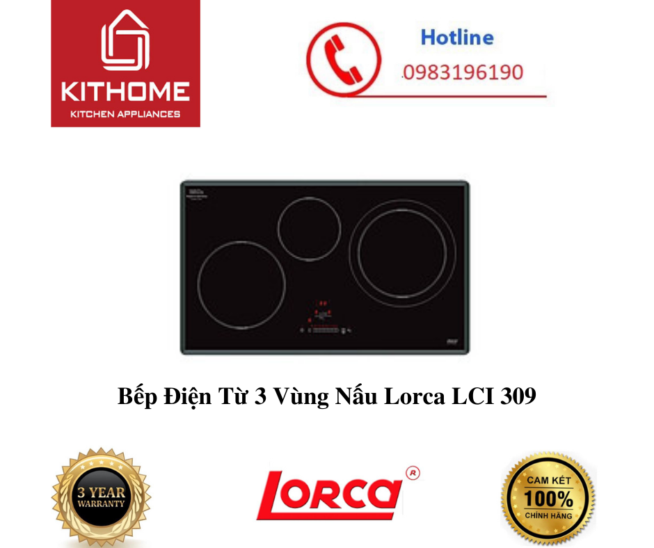 Bếp Điện Từ 3 Vùng Nấu Lorca LCI 309 - Hàng Chính Hãng