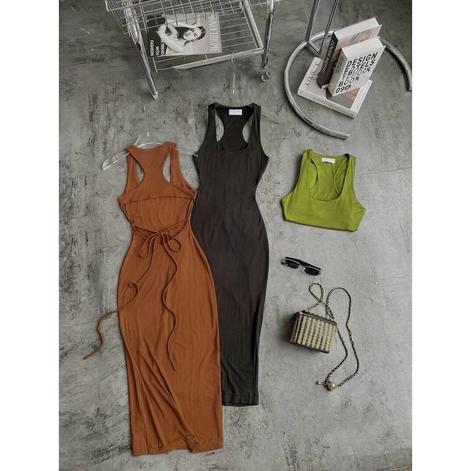 Đầm ôm body sọc,đầm xẻ tà tôn dáng Form FREESIZE, chất len gân đẹp