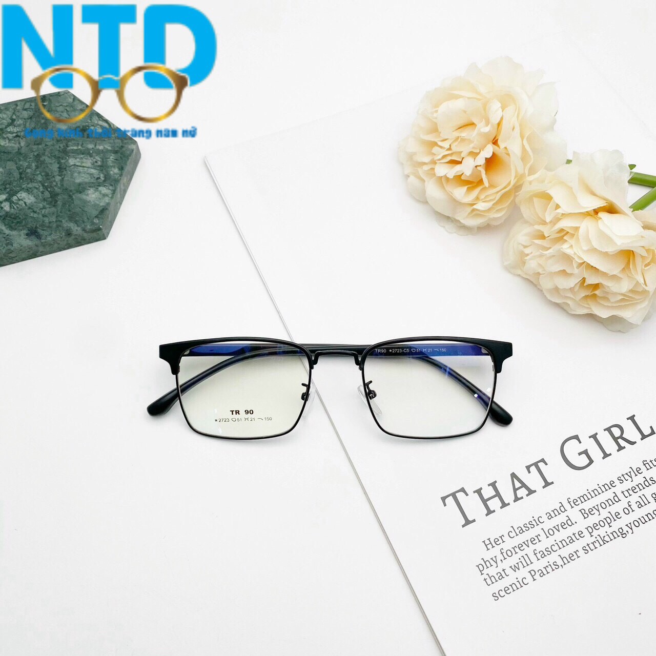 Kính Râm, Kính Mát Nam Nữ Mắt mắt vuông NTD Thanh Mảnh Hàn Quốc