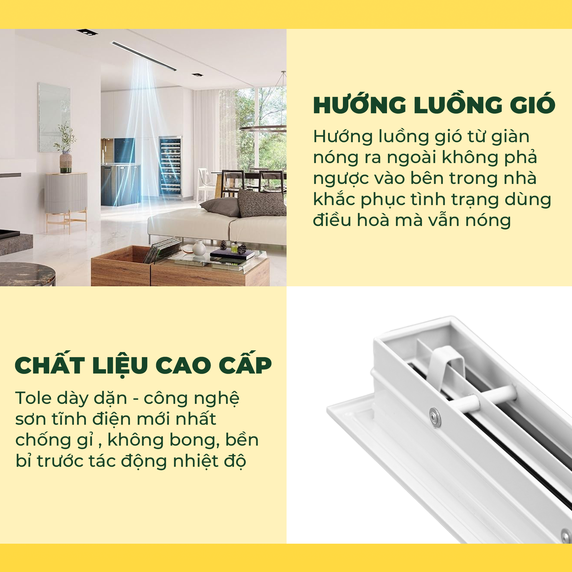 Cửa Gió Kiểu Khe Nan 1 Slot Nhôm A6063 – T5, Dày 1-1,2mm - ASIA GREEN, Hàng Chính Hãng ( Giá bao gồm VAT)