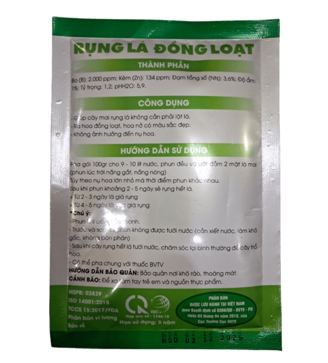 Phân vi lượng giúp Rụng lá - Ra hoa đồng loạt cho hoa Mai - hoa Giấy - Cây ăn trái