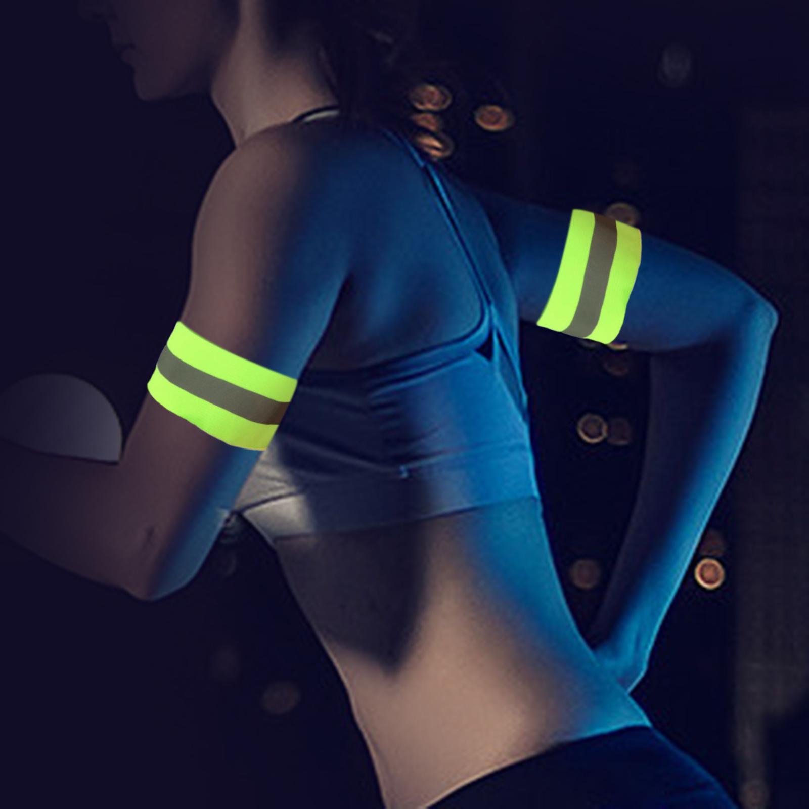 2x Reflective Armbands Adjustable Reflective Bands for Sports Adults