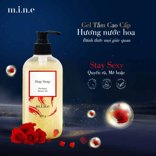 Gel tắm sáng da nhũ vàng hương nước hoa Mine – Stay Sexy (Shower gel skin brightening emulsion yellow incense perfume mine-stay sexy)